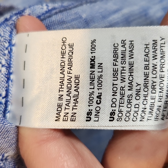 Chico's 100% Linen No Iron Blue Button-Up Blouse Size 14 - Picture 12 of 12